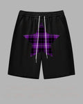 Big & Tall Black Purple Plaid Athletic Shorts for big men