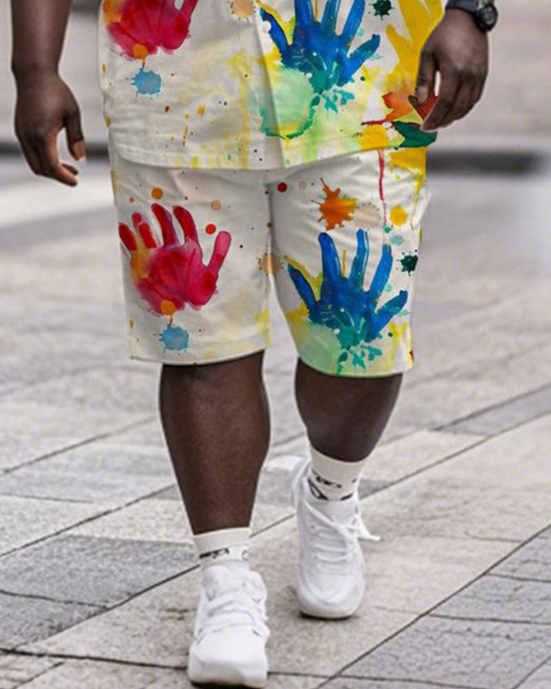 Big & Tall Graphic Graffiti T-Shirt Shorts Set for big men view 3