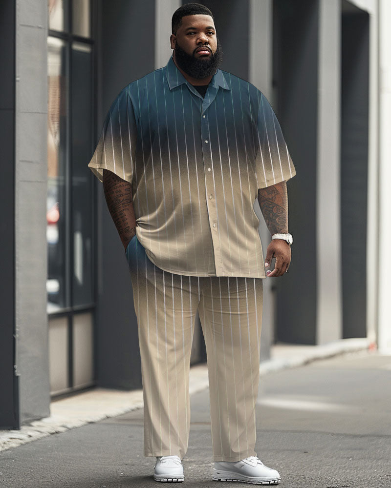 Big & Tall Gradient Striped Graphic Shirt Pants Set for big men view 1