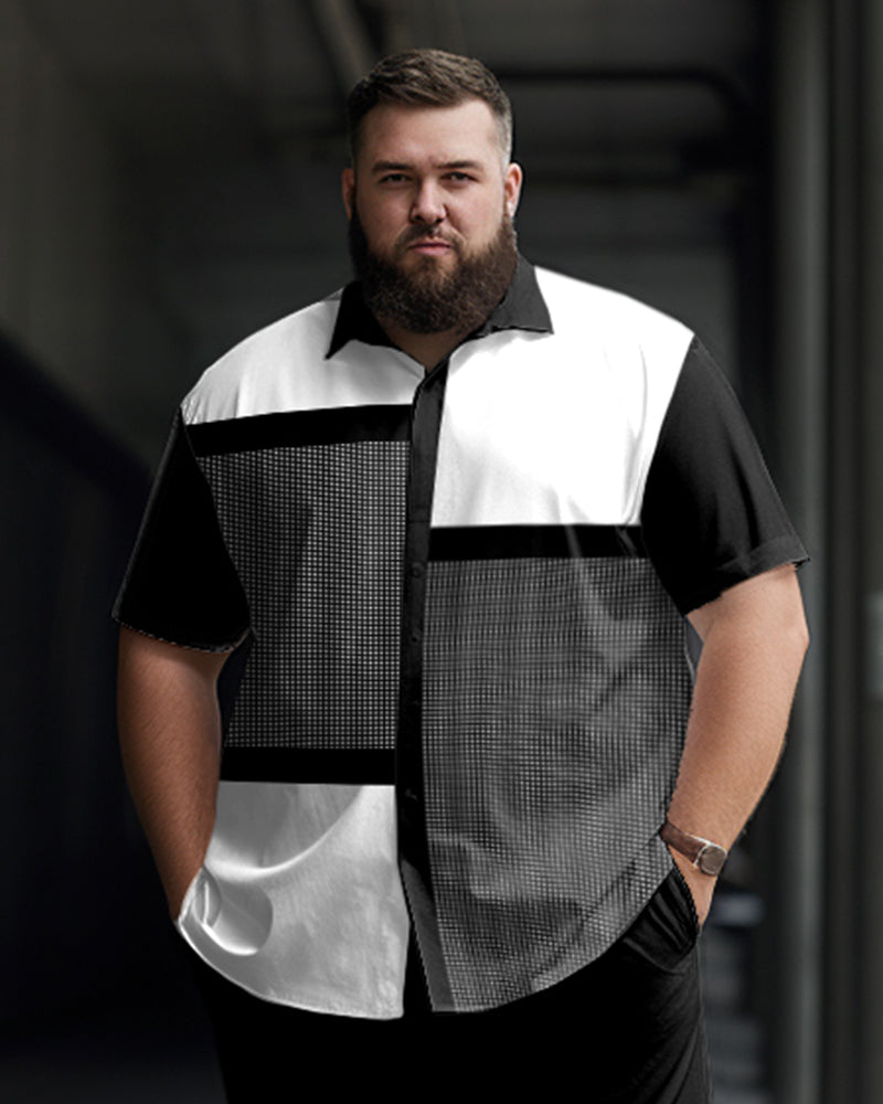 Big & Tall Black Plaid Shirt Pants Set for big men view 2
