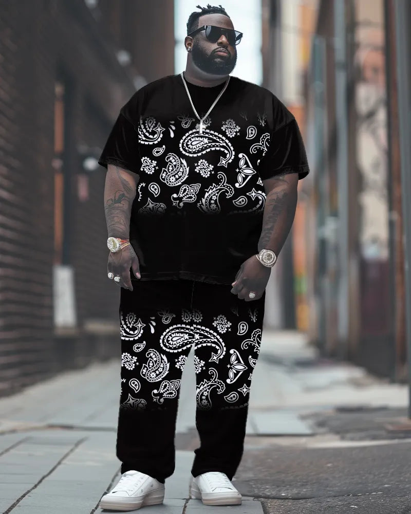 Big & Tall Graphic Floral T-Shirt Pants Set for big men view 1