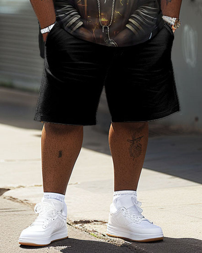 Big & Tall Graphic T-Shirt Shorts Set for big men view 4