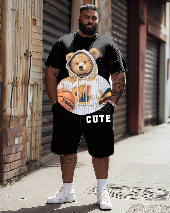Big & Tall Graphic T-Shirt Shorts Set for big men view 1