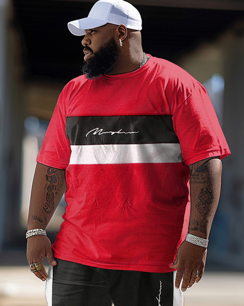 Big & Tall Colorblock Graphic Two-piece Set for big men view 2