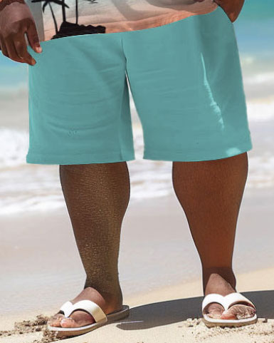 Big & Tall Hawaiian Gradient T-Shirt Shorts Set for big men view 4
