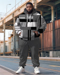Big & Tall Gray Geometric Hoodie Sweatpants Set for big men view 1