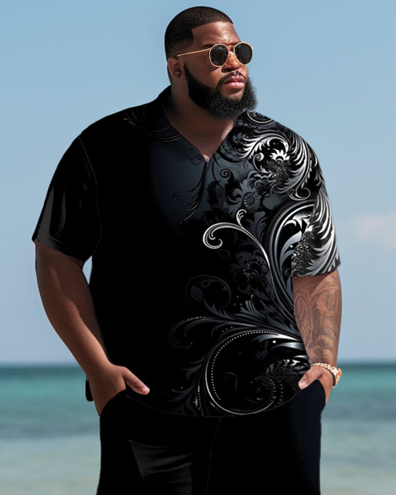 Big & Tall Gradient Polo Shorts Set for big men view 2