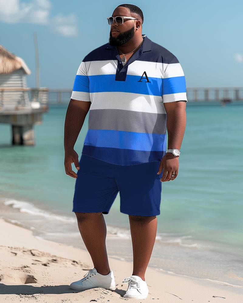 Big & Tall Colorblock Polo Shorts Set for big men view 1