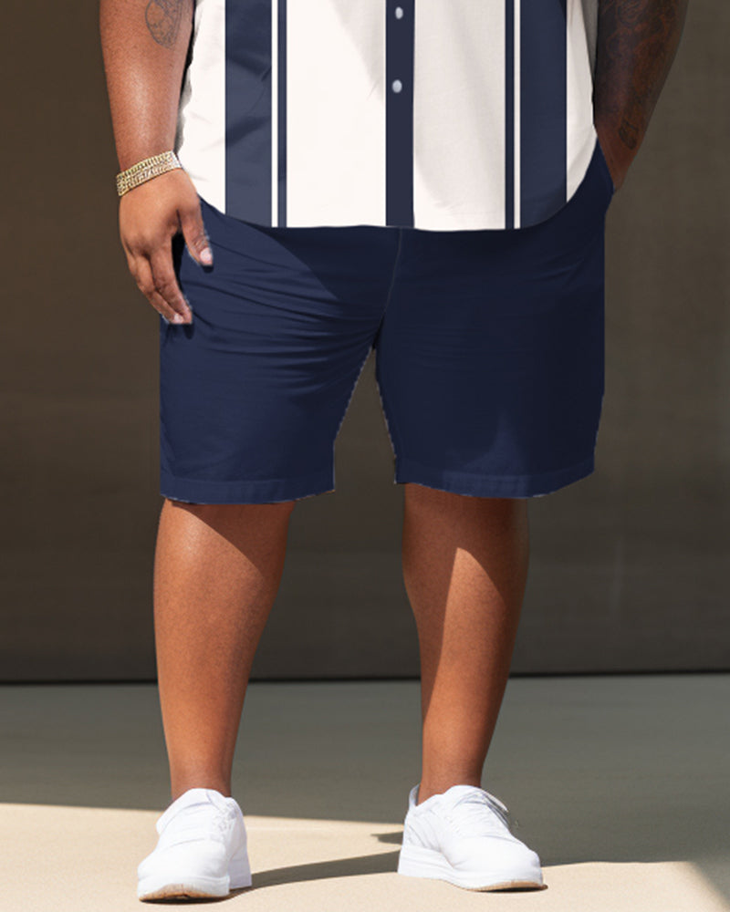 Big & Tall Colorblock Striped T-Shirt Shorts Set for big men view 3