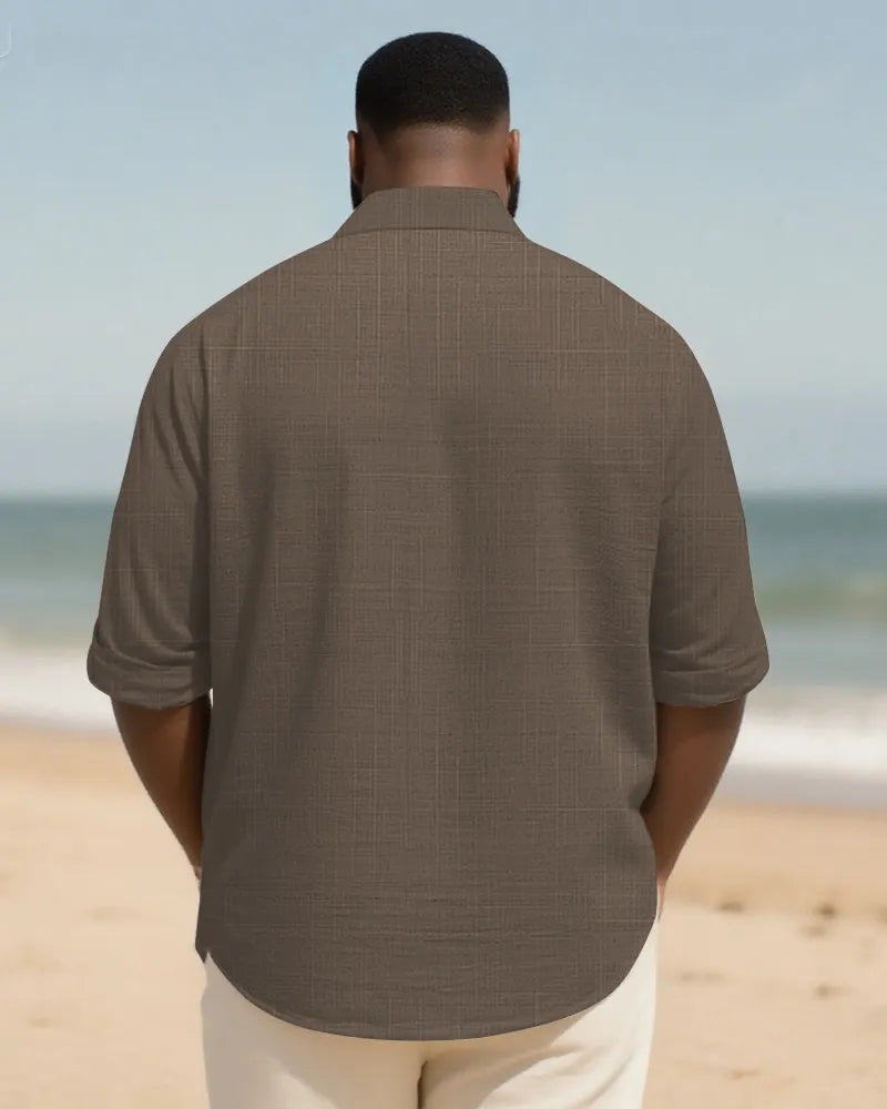 Big & Tall Patchwork Long Sleeve Shirt for big men view 12