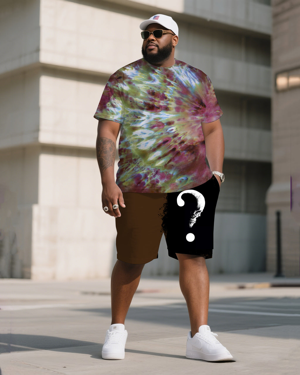 Big & Tall Graphic T-Shirt Shorts Set for big men view 2