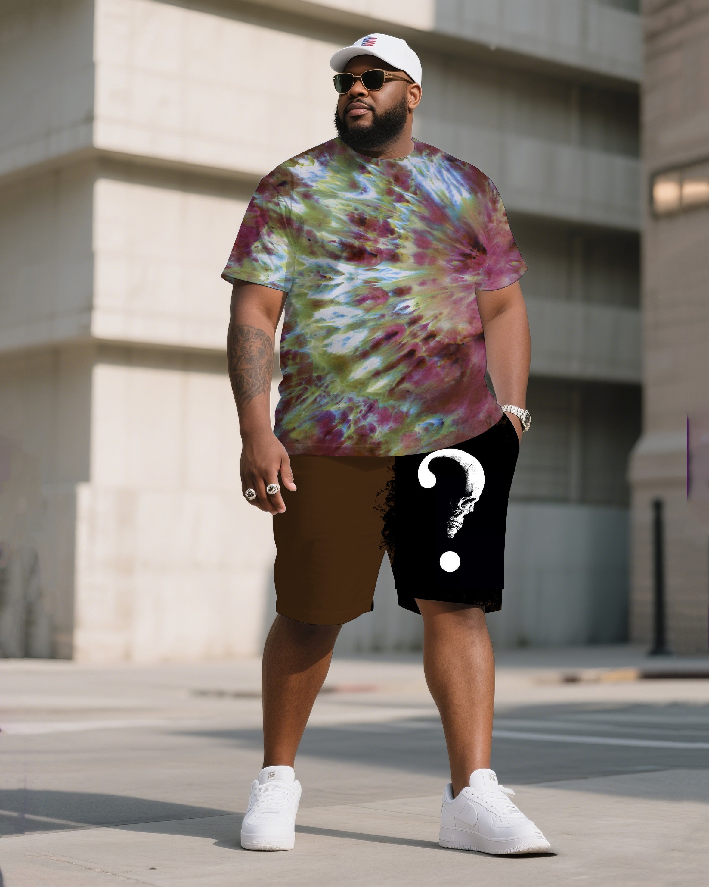 Big & Tall Graphic T-Shirt Shorts Set for big men view 2