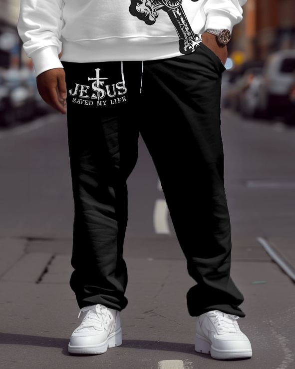 Big & Tall Streetwear Hoodie Sweatpants Set for big men view 3
