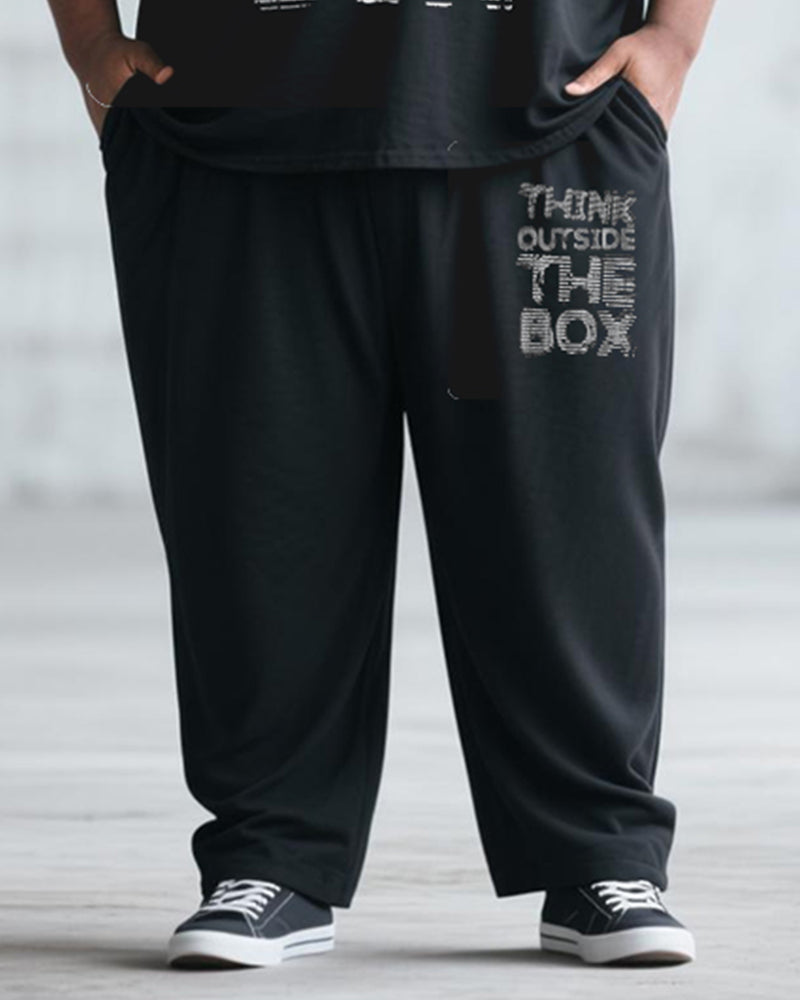Big & Tall Striped Graphic Graffiti T-Shirt Pants Set for big men view 3