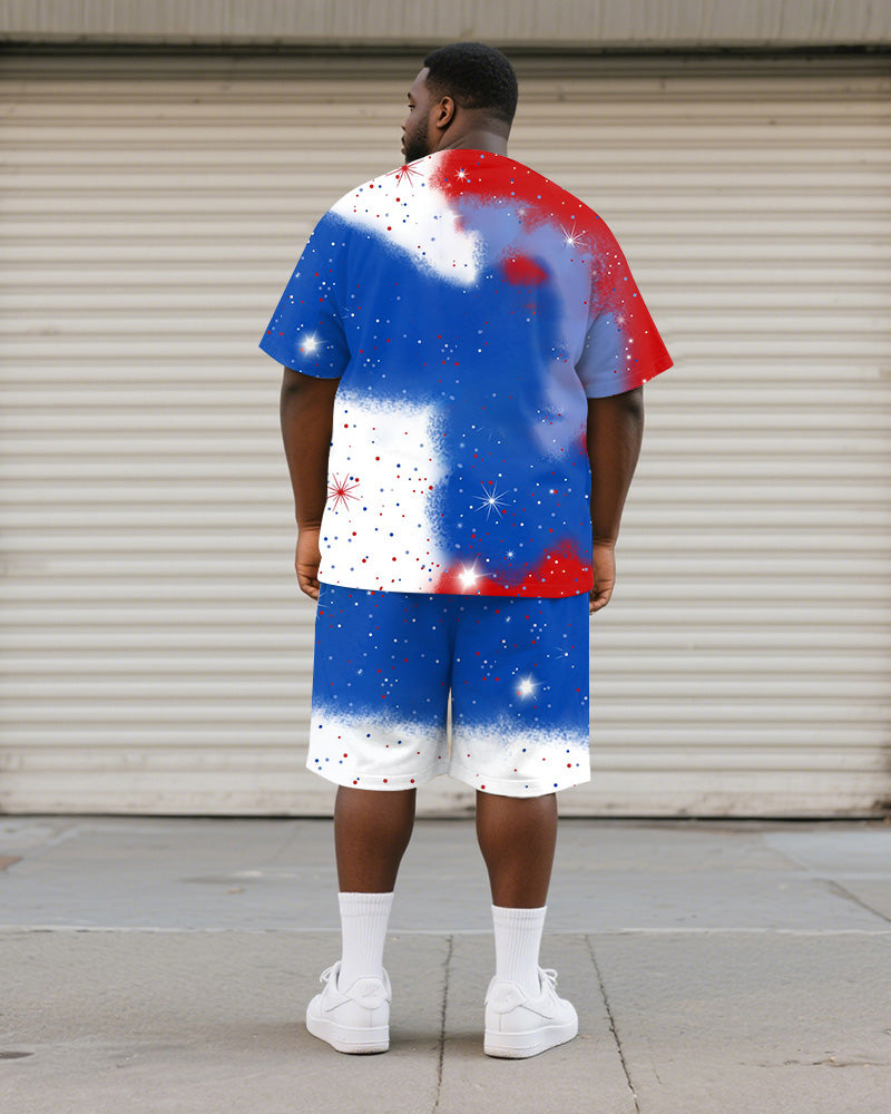 Big & Tall Gradient Graphic T-Shirt Shorts Set for big men view 4