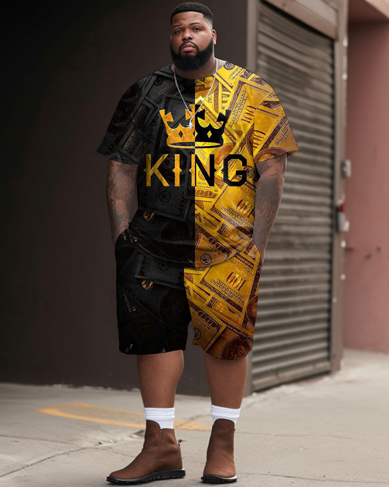 Big & Tall Graphic Streetwear T-Shirt Shorts Set for big men view 1