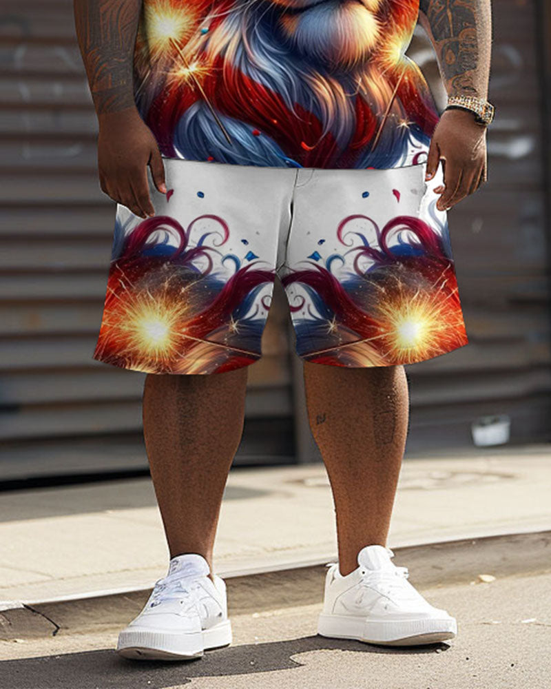 Big & Tall Graphic T-Shirt Shorts Set for big men view 4