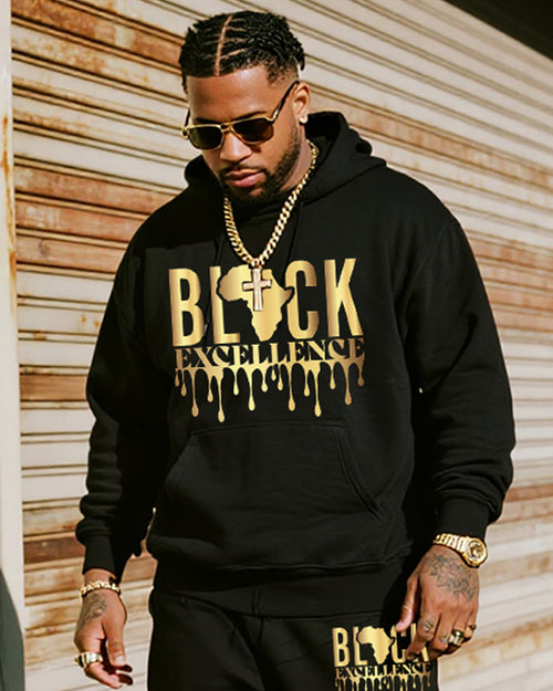 Big & Tall Black Juneteenth Hoodie Sweatpants Set for big men view 2