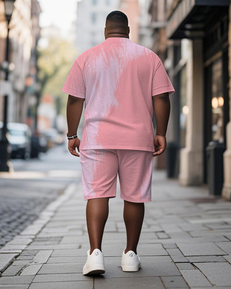 Big & Tall Pink Graphic Graffiti T-Shirt Shorts Set for big men view 4