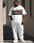 Big & Tall Colorblock Graphic T-Shirt Shorts Set for big men view 1