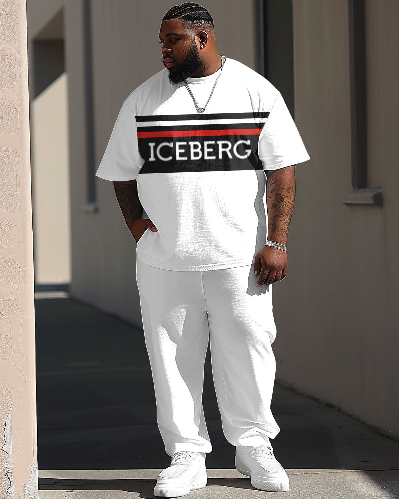 Big & Tall Colorblock Graphic T-Shirt Shorts Set for big men view 1