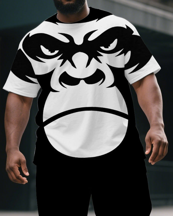 Big & Tall Graphic Streetwear T-Shirt Shorts Set for big men view 2