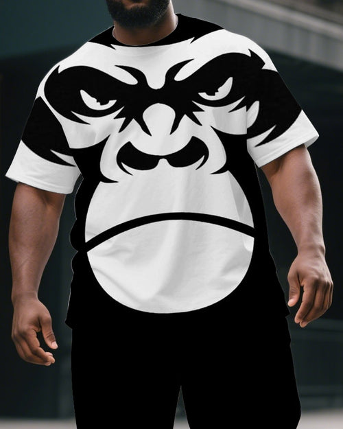 Big & Tall Graphic Streetwear T-Shirt Shorts Set for big men view 2