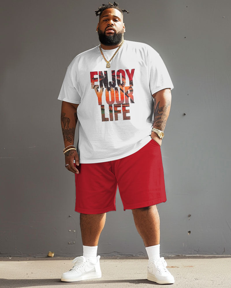 Big & Tall Graphic Streetwear T-Shirt Shorts Set for big men view 1