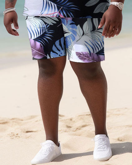 Big & Tall Hawaiian Polo Shorts Set for big men view 3