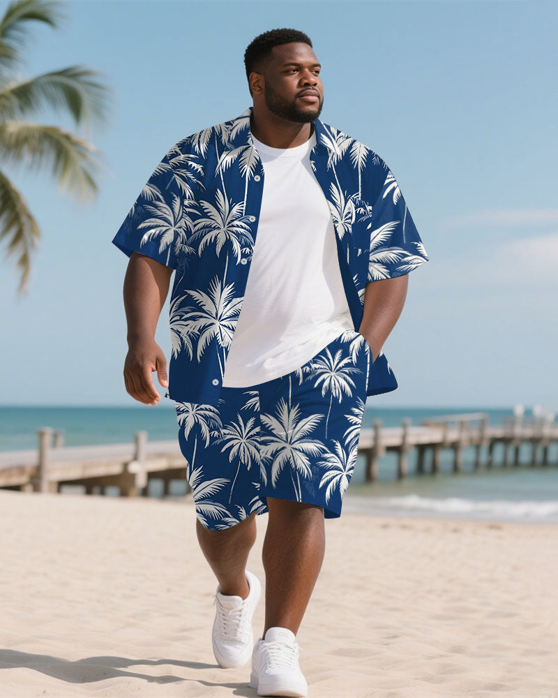 Big & Tall Hawaiian T-Shirt Shorts Set for big men view 1