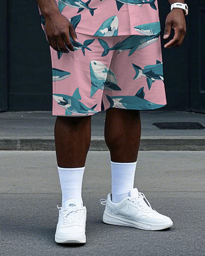 Big & Tall Hawaiian T-Shirt Shorts Set for big men view 3