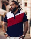 Big & Tall Black Patchwork Polo Shirt for big men