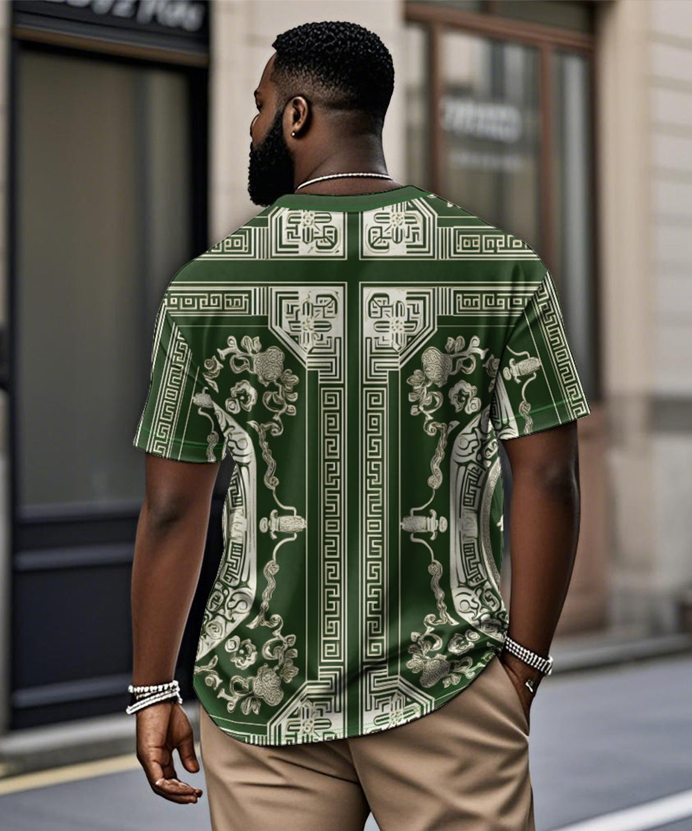 Big & Tall Green Vintage T-Shirt for big men view 2