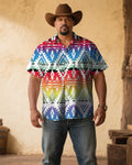 Big & Tall Western Denim Graphic Short Sleeve Shirt for big men view 1