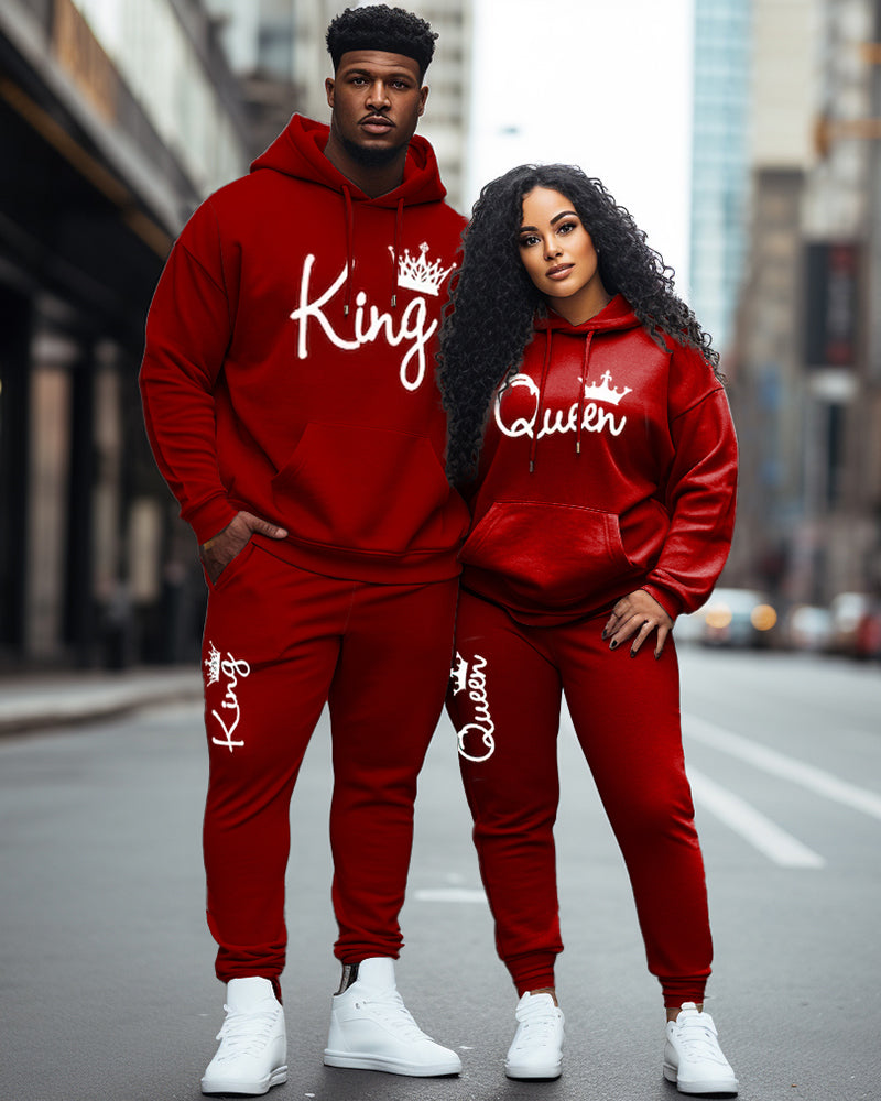 Big & Tall Red Graphic Hoodie Sweatpants Set for big men view 1