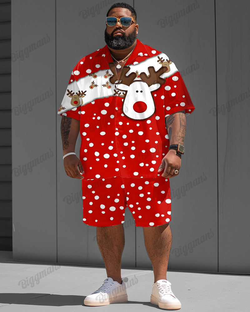 Big & Tall Red Graphic T-Shirt Shorts Set for big men view 3