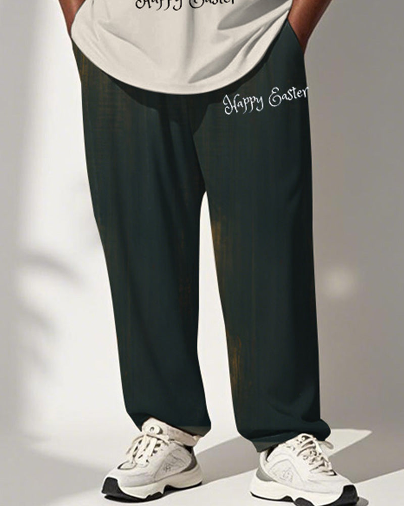 Big & Tall Green Graphic Vest Pants Set for big men view 3
