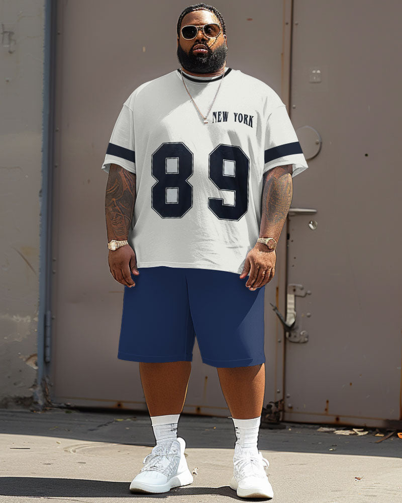 Big & Tall Graphic Streetwear T-Shirt Shorts Set for big men view 2
