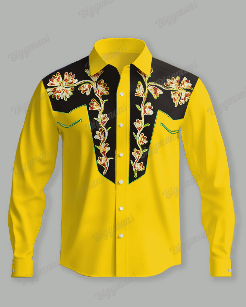 Big & Tall Yellow Western T-Shirt Pants Set for big men view 2