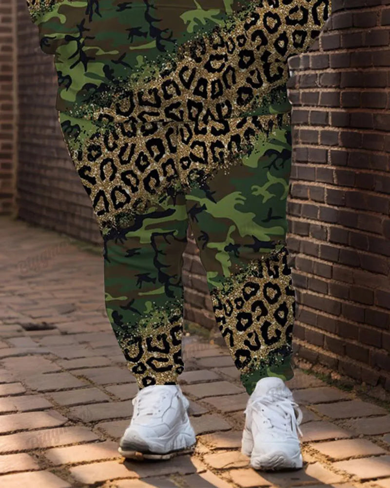 Big & Tall Graphic Camouflage Hoodie Sweatpants Set for big men view 3