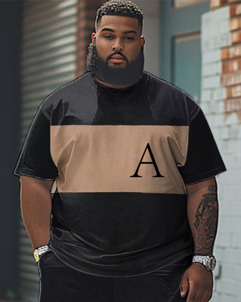 Big & Tall Colorblock Graphic T-Shirt Shorts Set for big men view 2