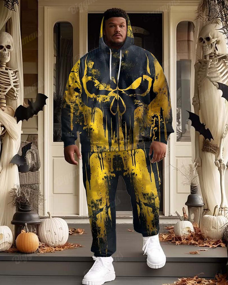 Big & Tall Black Yellow Hoodie Sweatpants Set for big men view 2
