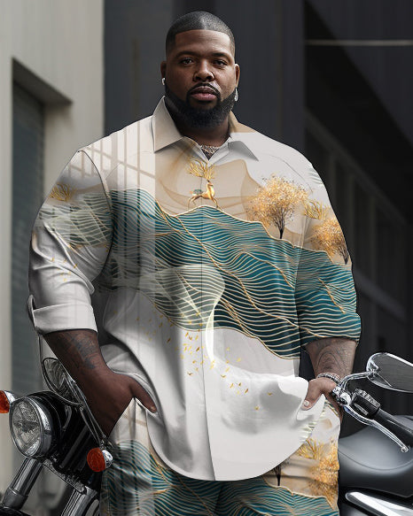 Big & Tall Colorblock Shirt Pants Set for big men view 2