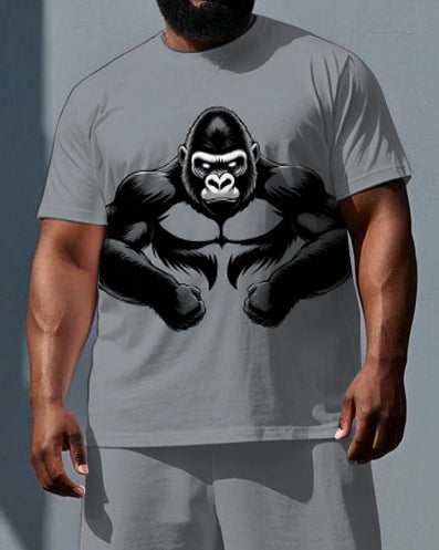 Big & Tall Streetwear T-Shirt Shorts Set for big men view 2