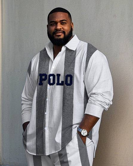 Big & Tall Striped Graphic T-Shirt Pants Set for big men view 2