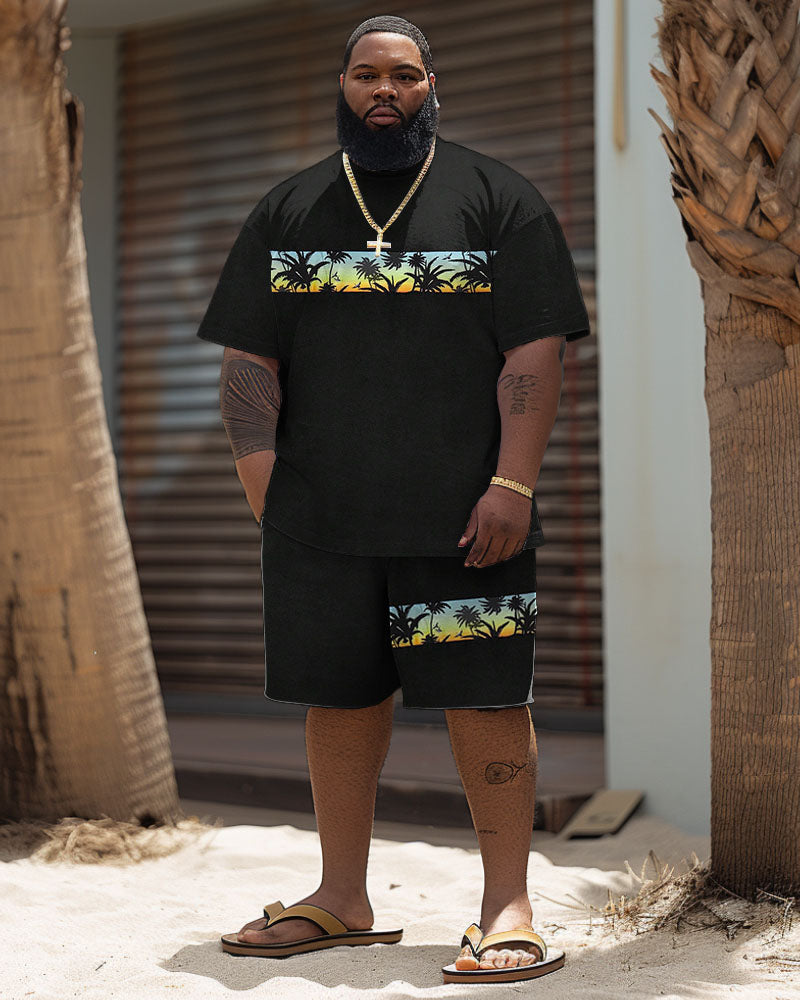 Big & Tall Hawaiian Graphic T-Shirt Shorts Set for big men view 2