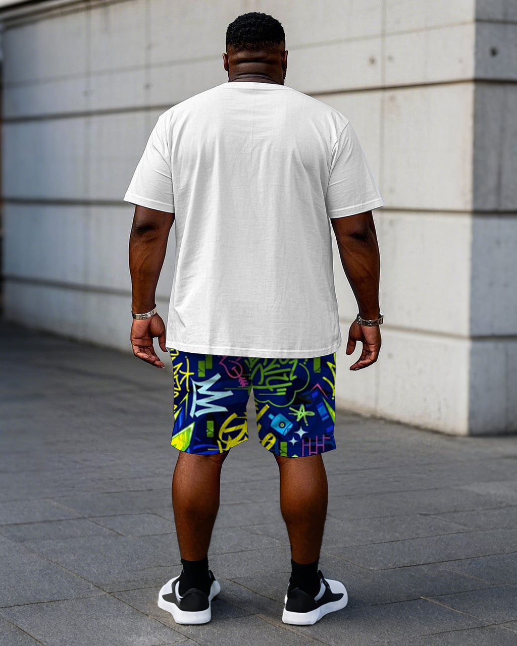 Big & Tall Streetwear T-Shirt Shorts Set for big men view 4