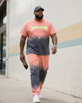 Big & Tall Pink Gray Gradient Two-piece Set for big men view 2