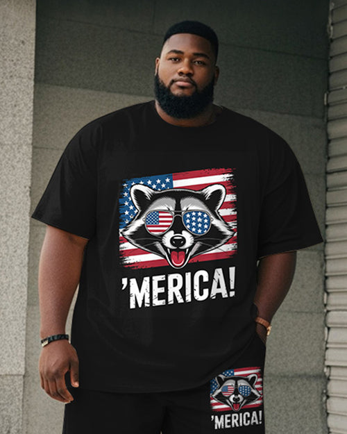 Big & Tall Graphic T-Shirt Shorts Set for big men view 2