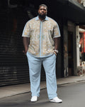 Big & Tall Geometric T-Shirt Shorts Set for big men view 1